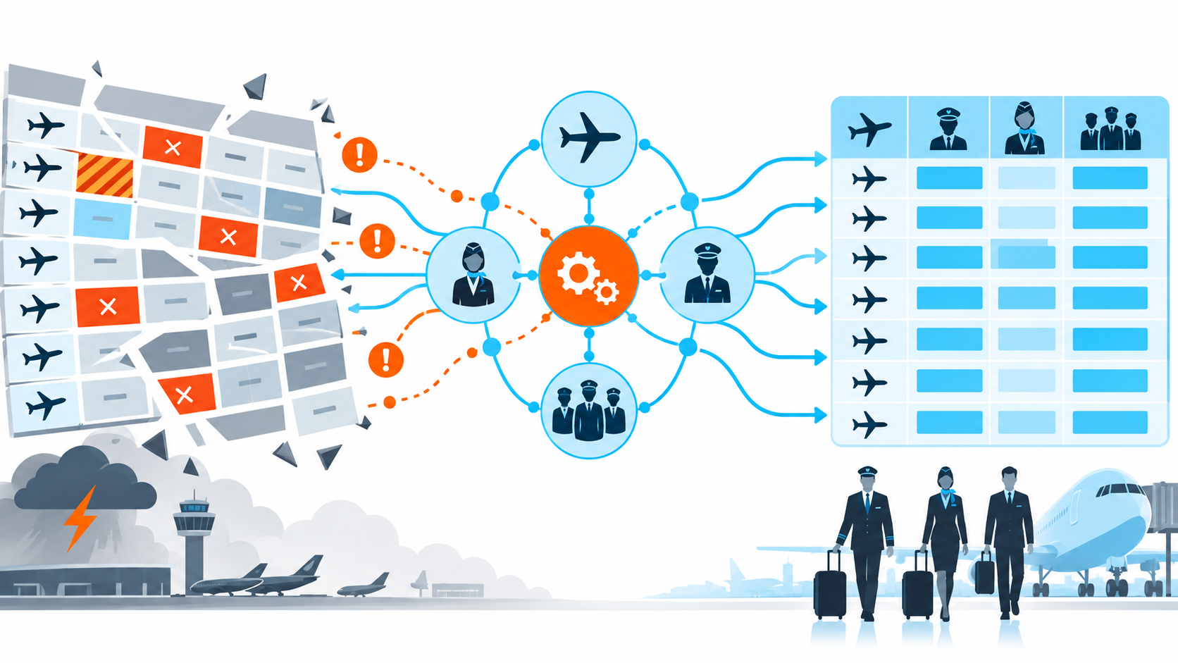Airline disruption recovery rebuilding a crew roster
