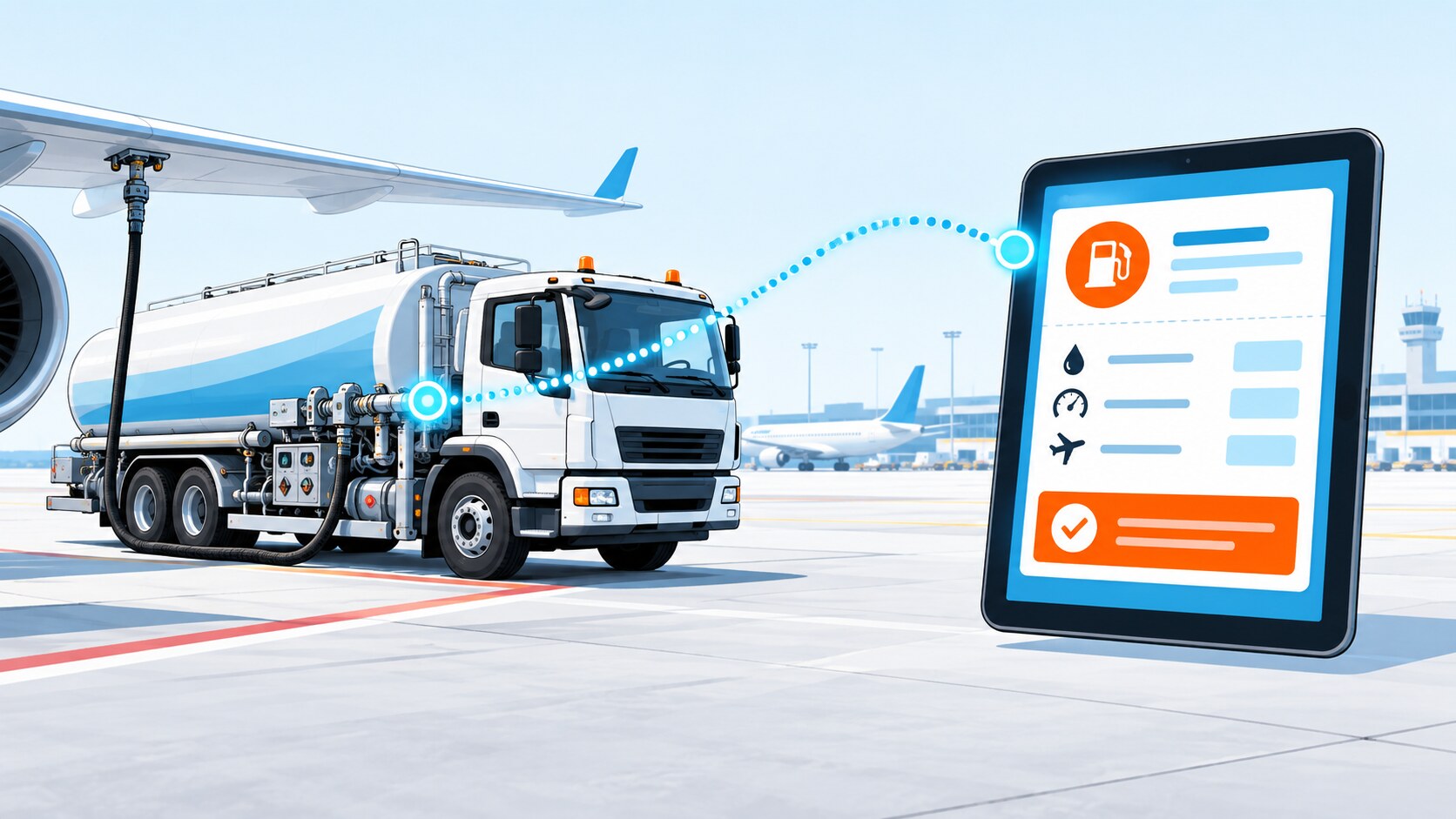 Digital fuel ticket connecting an FBO fuel truck and aircraft