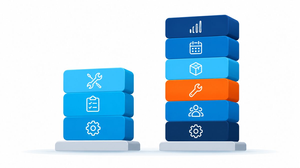 Software module comparison for maintenance tracking and full MRO suites