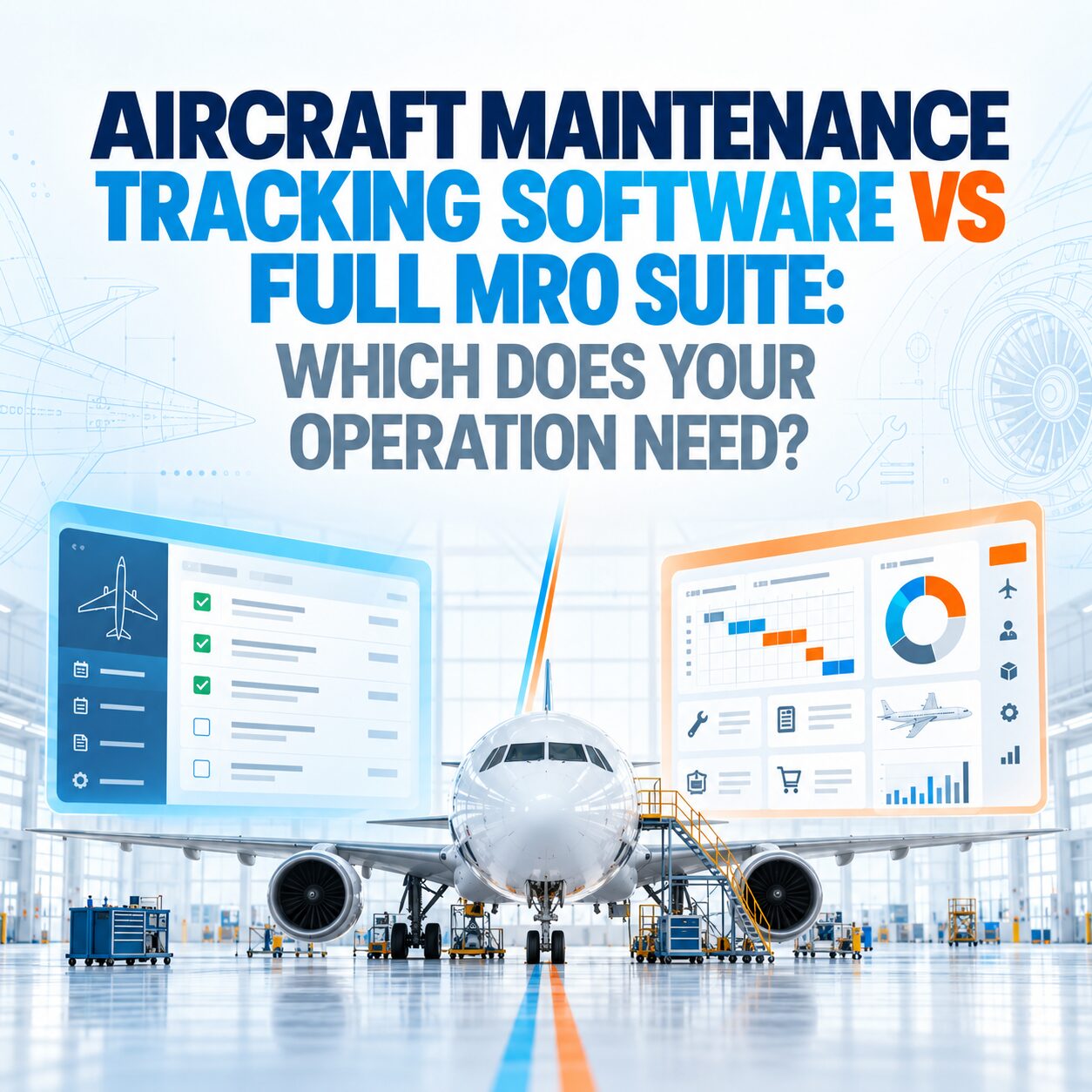 Aircraft maintenance tracking software compared with a full MRO suite